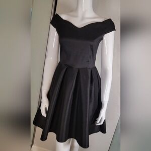 Off Shoulder Sleeve Little Black Formal Party A Line Dress By Kimcine Silk Like